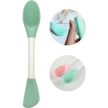 Çift Taraflı Yüz Temizleme ve Maske Sürme Fırçası Bej
