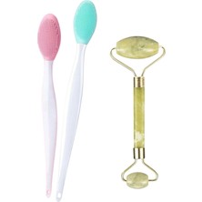 2 Adet Dudak Burun Fırçası Peeling Etkili ve Yeşim Taşı Çift Fırçalı Cilt Temizleme