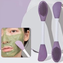 2 Adet Silikon Çift Başlıklı Cilt Temizleme Maske ve Krem Sürme Fırçası