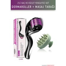 Dermaroller ve Duş Masaj Tarağı 2'li Saç ve Vücut Yenileyici Set