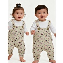 Pitiko Eğlenceli Desen 2'li Bebek Salopet Seti(Tişört+salopet)