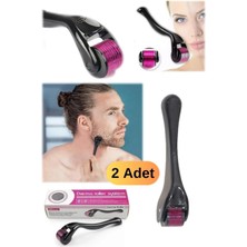 2 Adet Köseler Için Sakal Çıkartıcı Serumsuz Sakal Gürleştirici Mikro Yüz Masaj Iğne Rulosu Roller