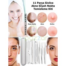 Metal Kutulu 11 Parça Profesyonel   Siyah Nokta Çıkartıcı Cımbızlı Çelik Komedon Seti