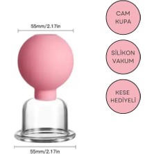 Silikon Vakumlu Boyun Bölgesi Kullanım Için Cam Masaj Kupası No:4 Pembe Renk