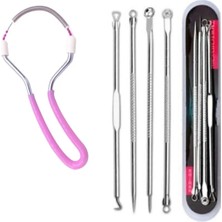 5 Parça Set Komedon Paslanmaz Siyah Nokta ve  Temizleyici Yüz Tüy Alma Aparatı Yaylı