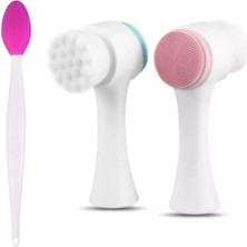 Cilt Temizleme Fırçası + Burun Siyah Nokta Temizleyici Dudak Peeling Fırça- Koyu Pembe