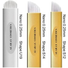 Kaş Microblading Iğneleri, Kalıcı Makyaj Bıçakları Tek Kullanımlık (PCD12 PCD14 PCD19U) 50 Adet