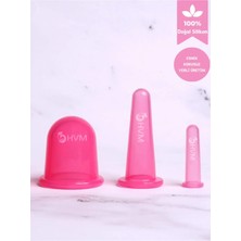 Silikon Vakumlu Masaj Kupası Seti 3'lü Pembe Selülit Masaj Kupası