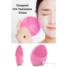 Titreşimli Yüz Temizleme Cihazı Masaj Aleti Cilt Temizleme Fırçası Pembe