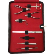 8 Parça Kobalt Bileyli ve Siyah Çantasında Manikür Seti