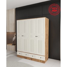 T&B Nil 4 Kapaklı Çekmeceli Bazalı Gardırop - Tamamı Mdf