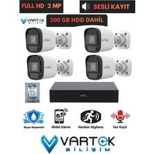 Uniwiz 4 Kameralı Full Hd 1080P Ahd Kamera Seti + 500 GB Hard Diskli (Sesli Kayıt) Özelliği