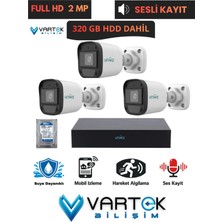 Uniwiz 3 Kameralı Full Hd 1080P Ahd Kamera Seti + 320GB Hard Diskli (Sesli Kayıt) Özelliği