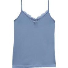 Ip Askılı Dantelli Atlet   -Indigo