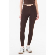 Sortie Collection Kadın V Bel Arkadan Fermuar Cepli Spor Tayt Kahverengi