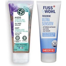 Yves Rocher Organik Ebegümeci ve Nane Pürüzsüzleştirici Ayak Peeling 75ML / Ultra Sensitive Ayak Kremi Hediyeli