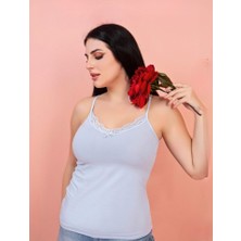 Ip Askılı Dantelli Atlet -Bebe Mavi