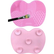Boya Makyaj Fırçası Temizleme Matı Aparatı Büyük Boy Pembe 22CM
