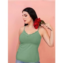 Ip Askılı Dantelli Atlet -Yeşil