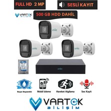 Uniwiz 3 Kameralı Full Hd 1080P Ahd Kamera Seti + 500GB Hard Diskli (Sesli Kayıt) Özelliği