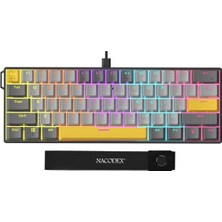 CoverZone 61 Tuş Mekanik Gaming Klavye Kablolu Red Switch Hot-Swap Rgb Aydınlatmalı Kompakt 60% Düzen Type-C USB N-Key Rollover Oyuncu Klavyesi Windows Android Uyumlu | Ajazz NK61 (Siyah Sarı - NK61)