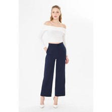 Sortie Collection Kadın Yüksek Bel Lacivert Renk Bol Paça Pantolon