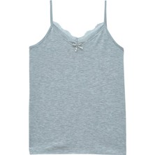 Ip Askılı Dantelli Atlet   -Gri