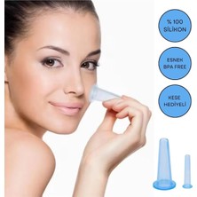 Silikon Vakumlu Yüz Masaj Kupa Seti 2'li Mavi Renk