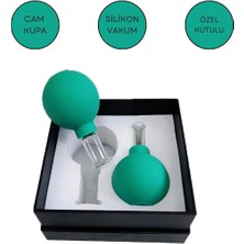 Silikon Vakumlu Cam Yüz Masaj Kupası 2'li Set Yeşil Renk