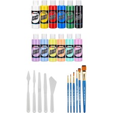 Acuto Akrilik Boya Seti 70 cc 6 Ana Renk 6 Pastel Renk Plastik Spatula Seti Akrilik Set