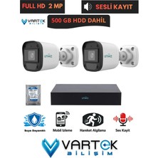 Uniwiz 2 Kameralı Full Hd 1080P Ahd Kamera Seti + 500GB Hard Diskli (Sesli Kayıt) Özelliği