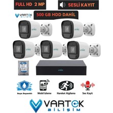 Uniwiz 5 Kameralı Full Hd 1080P Ahd Kamera Seti + 500GB Hard Diskli (Sesli Kayıt) Özelliği