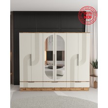 T&B Ekin 6 Kapaklı Çekmeceli Bazalı Gardırop - Tamamı Mdf