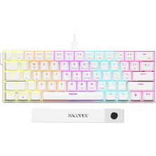 CoverZone 61 Tuş Mekanik Gaming Klavye Kablolu Red Switch Hot-Swap Rgb Aydınlatmalı Kompakt 60% Düzen Type-C USB N-Key Rollover Oyuncu Klavyesi Windows Android Uyumlu | Ajazz NK61 (Beyaz - NK61)