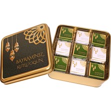 A&A Bayram Temalı Baskılı Altın Renk Metal Kutuda 36 Adet Sargılı Madlen Çikolata