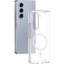 Roketcim Galaxy Z Fold 5 Kamera Korumalı M-Safe Şarj Özellikli Şeffaf London Sert Pc Kapak