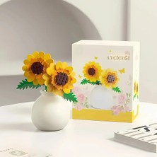 Hey Gidi Gift Ayçiçeği Çiçeği Vazolu - Çiçek Model Yapım Seti | Hediyelik & Dekoratif Ürün
