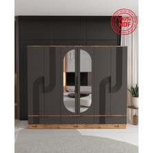 T&B Ekin 6 Kapaklı Çekmeceli Bazalı Gardırop - Tamamı Mdf