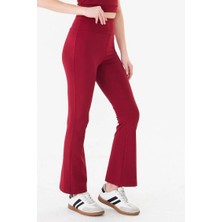 Sortie Collection Kadın Ispanyol Paça Toparlayıcı Yüksek Bel Tayt Bordo