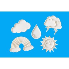 Montessori Hava Durumu Temalı Duyusal Tepsi Seti – Güneş, Bulut, Yağmur, Gökkuşağı (5’li)