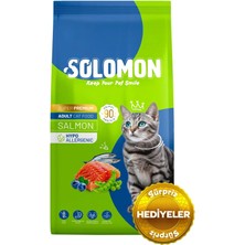 Solomon Yetişkin Somon'lu Süper Premium Kedi Maması 9 kg Hipoalerjenik Düşük Tahıllı