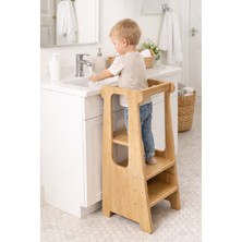 Asrimo Mobilya Asrimo Ahşap Öğrenme Kulesi Montessori Uyumlu Güvenli Kullanım 3+ Yaş Ceviz Renk