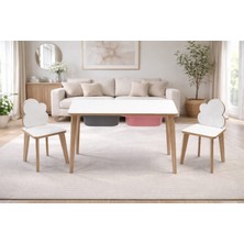 Asrimo Yaz Sil Yüzeyli Çocuk Aktivite Masa Sandalye Takımı - Çift Hazneli Bulut Sandalye