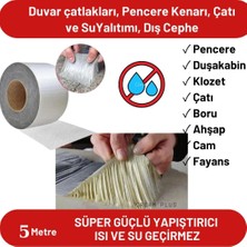 Dream Plus 5MX5CM Aüminyum Izolasyon Tamir Çatı Boru Çatlak Bandı Çamur Bant