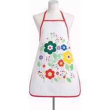 Mandaş Tekstil Dijital Baskılı Sıvı Geçirmez Desenli Mutfak Önlüğü - Papatya (Kırmızı Biyeli)
