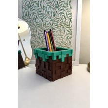 Minecraft Blok Tasarımlı Kalemlik – 3D Dekoratif Masaüstü Organizer