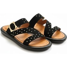 Ne&Ve Shoes Süet Hakiki Deri Pim Detaylı ve Tokalı Kadın Günlük Şık Terlik