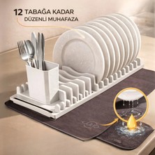 Culiq Tabak Tutucu & Kurutma Matı Seti – 12 Tabak Kapasiteli – Çatal Kaşık Bölmeli