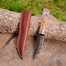 Köse Mehmet Puukko – Damascus Çelik – Kuru Kafa Detaylı Koleksiyonluk & Hediyelik Özel Seri