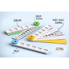 Yaratıcı Katlanılır Aktivite Cetvel Seti – Şablon, Pergel, Boya Paleti, Cetvel (Çok Amaçlı)